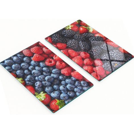 Tableros decorativos multifuncionales de vidrio templado con dise帽o de frutos del bosque, 2x30x52 cm.