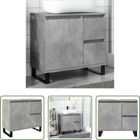vidaXL Meuble de salle de bain -  Armoire de lavabo de salle de bain gris béton 65x33x60 cm (1/5)