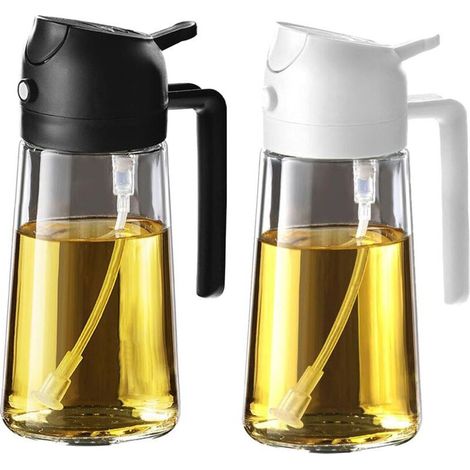 470ml Cooking Oil Spray - 2-in-1 Air Fryer Oil Spray for Cooking, Salads, Vinegar and Kitchen Accessories - Black and White (1/5)