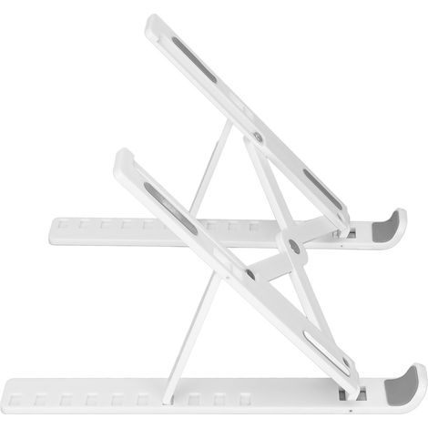 Support pour ordinateur portable pliable, portable et réglable en hauteur avec sac de rangement pour ordinateur portable et tablette (blanc)