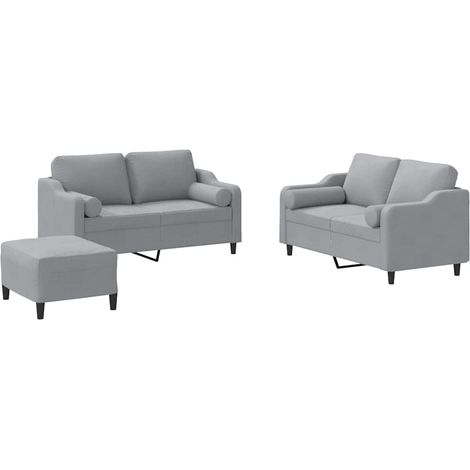 Maison Exclusive - Set Divani 3 pz con Cuscini Grigio Chiaro in Tessuto