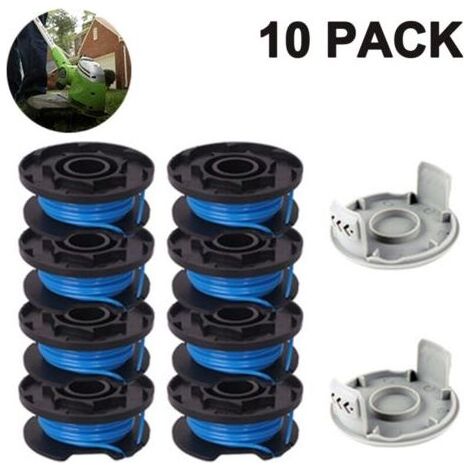 La ligne de bobine de rechange pour tondeuse comprend 2 capuchons de tondeuse compatibles Ryobi One+ AC14RL3A 18V, 24V, 40V Tondeuses sans fil, 8 + 2 PACK (1/5)