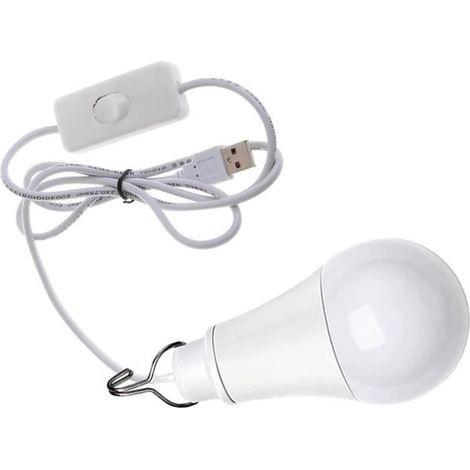 Ampoule LED 5 W 6500 K 5 V avec commutateurs USB pour camping randonnée lampe alimentée par USB (1/4)