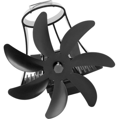 Ventilateur de cheminée pour poêle à bois, 7 pales, moteur silencieux, aimanté, noir