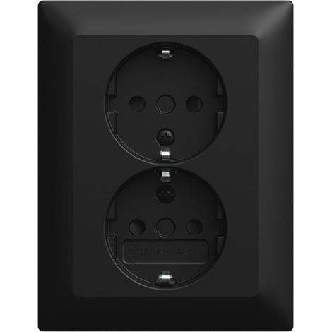 Busch-Jaeger SCHUKO® Presa doppia Copertura completa Safety+ nero opaco - Busch-balance® SI (202 EUJB-915), 2TKA00005986