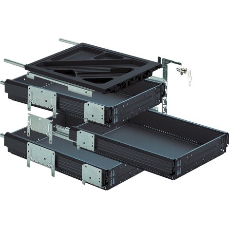 Hettich Container-Set mit Vollauszügen, schwarz, 730 mm (1/5)