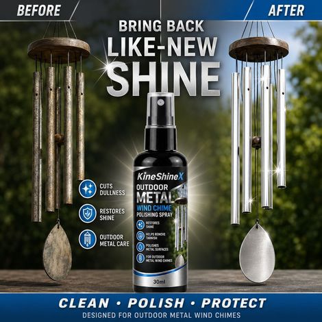 KineShineX Polierspray für Metall-Windspiele im Außenbereich – Reinigt, entfernt Oxidation und bringt Metall-Windspiele zum Glänzen (1/4)