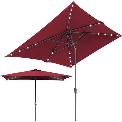 SWANEW 200 x 300 cm ombrellone da giardino ombrellone pieghevole da mercato ombrellone a manovella con meccanismo a manovella ferro,Rosso (1/5)