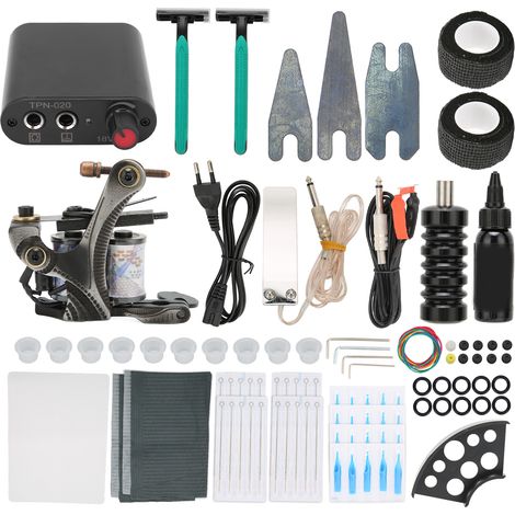 Complete Tattoo Kit Tattoo Power Supply Pigment Elastic Band Practice Skin Set for Beginners 90‑265VEU Plug (1/5)