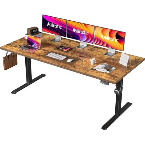 Schreibtisch Höhenverstellbar Elektrisch Memory Steh Braun 180 x 80 cm (1/5)