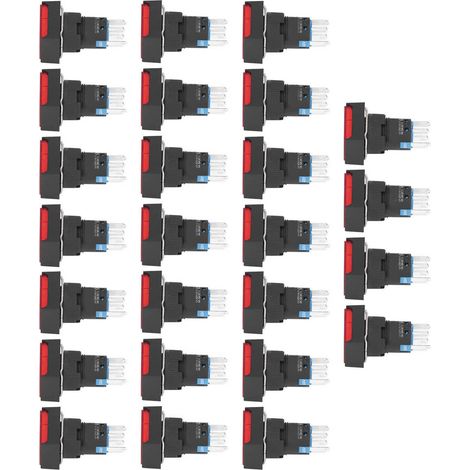 25 interrupteurs à bouton-poussoir momentanés autobloquants rectangulaires avec voyant lumineux 220 V BEMLA1622DSJ 16 mm (rouge) (1/5)