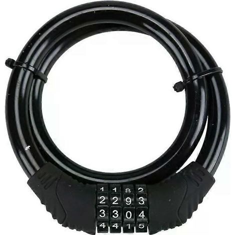 - Antivol de vélo avec câble en acier, chaîne, code de sécurité à 4 chiffres, accessoires de vélo.