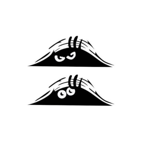 2 Stück Spukende Monster Augen Autoaufkleber Spukender Elf Decal Wasserdicht Lächelnd und Böse Schwarz Autoaufkleber für Autoscheibenstoßstangen (1/5)