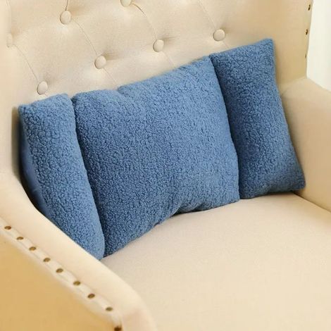 Coussin de dossier en 3 parties, coussin de soutien lombaire, coussin oreiller - coussin de soutien lombaire pour canapé - coussin de voiture (bleu)