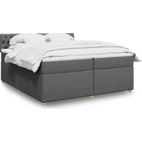 Cama box spring con colchón tela gris oscuro 200x200 cm (1/5)