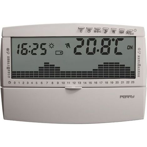 Perry cronotermostato digitale giornaliero 3V serie “UP&DOWN Compact” colore bianco - 1CRCR017BG