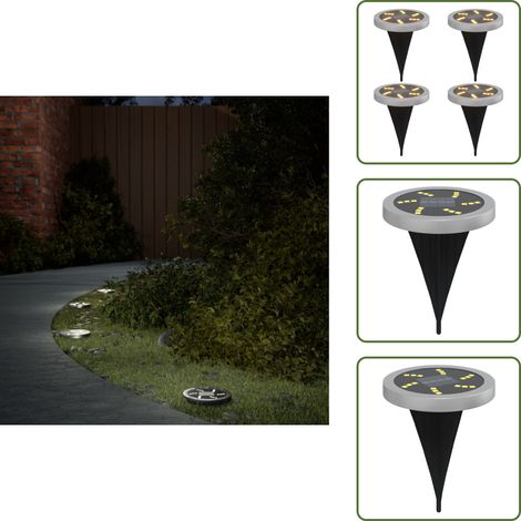 The Living Store Solar-Bodenleuchten mit Erdspieß 4 Stk. Warmweiß - Solarlaternen - Outdoor Beleuchtung - Gartenbeleuchtung - LED Lichterkette - Terrassenlampe (1/5)