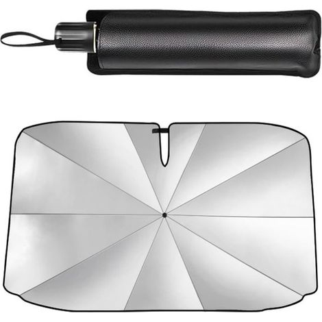 Parasole per parabrezza, 140 x 79 cm, protezione solare, parabrezza con borsa per il trasporto, per alcune berline, furgoni e SUV, argento (1/2)