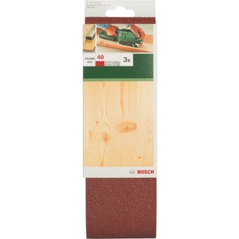 Bosch Accessories 2609256210 Bandes abrasives pour Ponceuses a bande Qualite rouge 75 x 508 Grain 40 Lot de 3 feuilles (1/5)