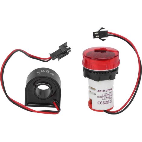 Voyant indicateur AD101-22VAM double affichage tension courant AC 50-500V 0-100A rouge (1/5)