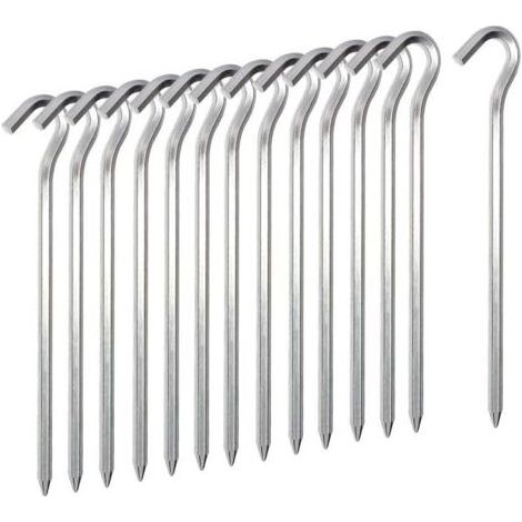 Piquet de tente 14 PCS, crochets de tente en métal de 18 cm, tente légère en alliage d'aluminium Piquets de sol durs piquets de jardin clous pour auvent de camping bâche de filet de voyage (1/5)