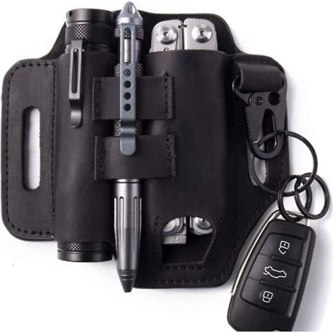 Multitool-Etui aus Leder mit 3 Fächern (1/3)