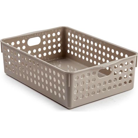Cesta de almacenamiento organizador plastico 29 cm Beige (1/4)