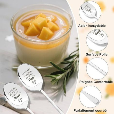 Cuillère À Café - Acier Inoxydable - Pour Grand-Mère Et Grand-Père - 19,5 cm - Lot De 1 (1/5)