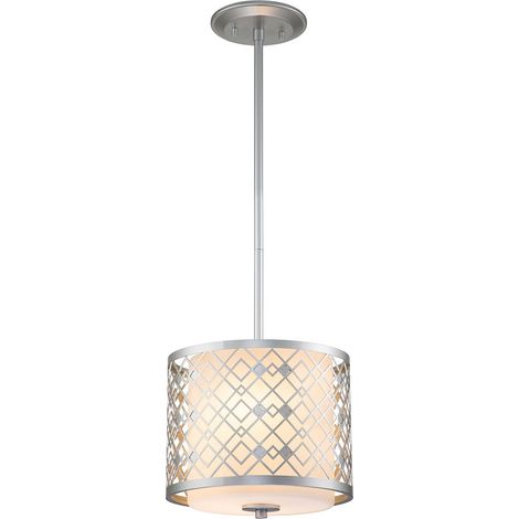 Elstead Ziggy Plafoniera a Sospensione Cilindrica, Laccata Argento (1/5)