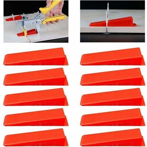 Cales de nivellement pour carrelage, cales de nivellement, entretoises pour carrelage, entretoises de nivellement pour carrelage, clips d'angle, 100 pièces, rouge (1/4)