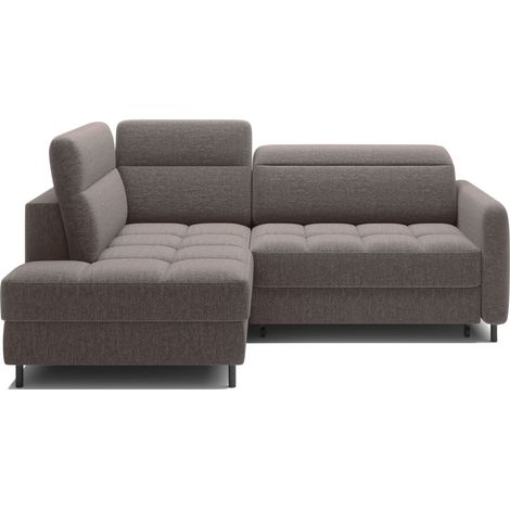 Petit canapé d'angle en tissu convertible avec coffre BOREA 208cm angle gauche-Marron-angle gauche (1/5)