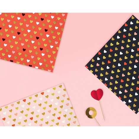 Servilletas negras con forma de corazón para el Día de San Valentín, 33x33cm, 20 unidades. (1/4)