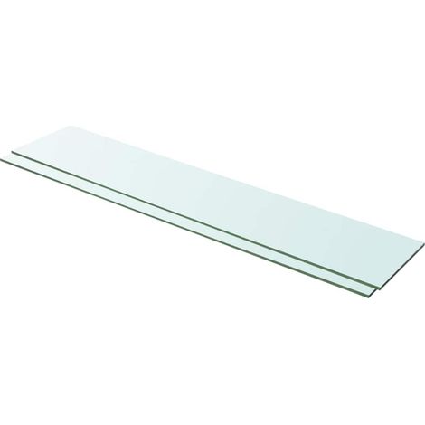 Lot de 2 Panneaux d'étagère Étagère de Rangement - Meuble de rangement Verre Transparent 100 x 20 cm BV111927 - BonneVie (1/3)
