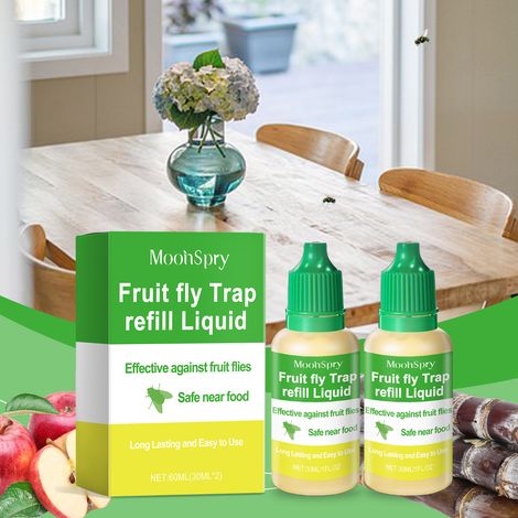 Fruit fly trap refill solution for home use, kitchen, living room, and hygiene - 60ml (30ml2) -- BIEMMEDUE (1/5)