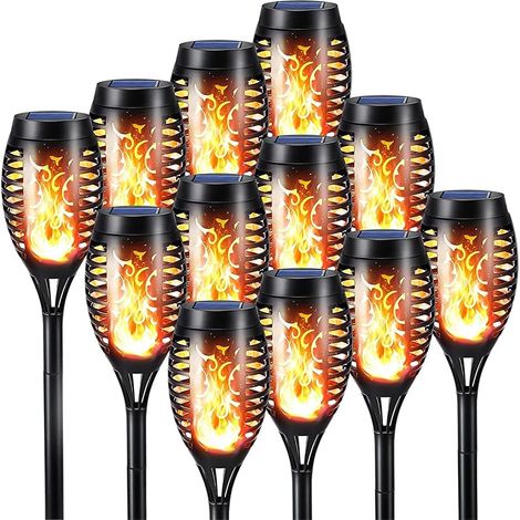 Solarleuchten für Außen Garten 12 Stück Solar Fackel Gartenfackeln mit Realistischer Flammeneffekt, IP65 Wasserdicht Solarlampe für Außen, Hinterhöfe, Gärten, Rasen Beleuchtung (1/5)