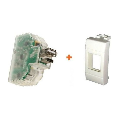 Fanton caricatore USB A+C incasso compatibile Bticino Light - 82893-BL