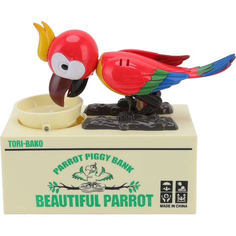 Tirelire robotique rouge en forme d'animal, coffre à pièces électrique pour enfants, jouet d'épargne bancaire automatique. (1/5)