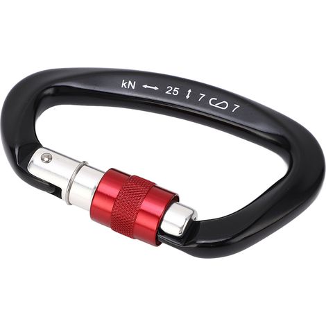 Mousqueton de sécurité en D en aluminium, verrouillage automatique pour escalade, alpinisme et randonnée, couleur rouge vif. (1/5)