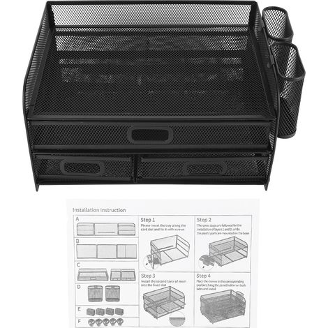 Classeur de bureau en métal 3 niveaux pliable multifonction, organiseur de bureau pour étude, travail, dortoir. (1/5)