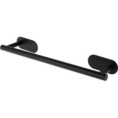 Porte-serviettes - Porte-serviettes - Fixation murale - Étagère de rangement - Autocollant - Accessoires de salle de bain - Pour salle de bain et cuisine - Sans perçage - 40 cm - Zwart - Acier inoxyda (1/5)