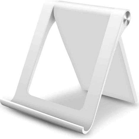 Support Téléphone Blanc Pliable 360° Réglable pour Bureau, Compatible iPhone 13 Mini Pro Max 12 11 Pro X XS XR 8 7, Galaxy S21 Ultra S20 S9 S8 Note20, Redmi Note 10 Pro, Écrans 4-9 Pouces, Support Pli (1/5)