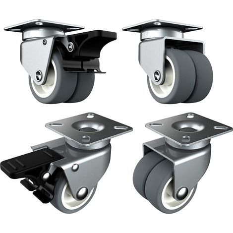 Heavy Duty 50mm Casters Furniture Casters with Safety Brake for Heavy Loads Total Capacity of 400KG (2 with Brake and 2 without) (1/4)