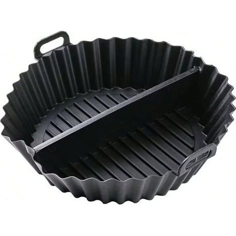 Moule Silicone Air Fryer, 2 Pièces Rond Accessoires Air Fryer Réutilisable Moule Air Fryer Plat Silicone Air Fryer pour Air Fryer Micro-ondes Four,Noir (1/2)