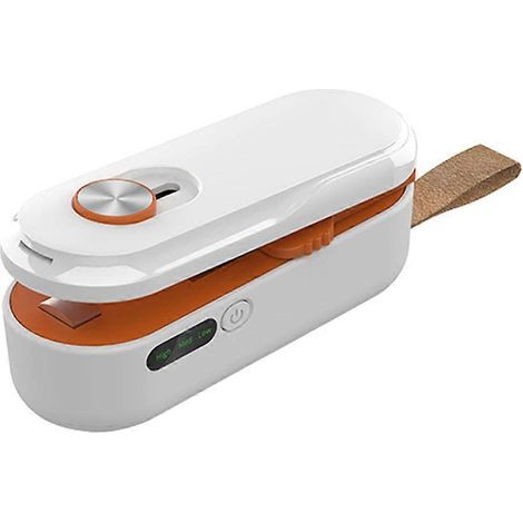 Mini scelleuse de sacs, scelleuse thermique rechargeable avec cutter et aimant, format portable, refermeuse de sacs pour la conservation des aliments, blanche (1/5)
