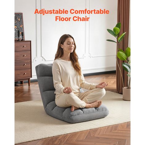 Fauteuil de Sol Pliable, Dossier Réglable à 14 Positions, Chaise de Sol en Polaire Corail avec Structure en Métal et Mousse Recyclé… (1/5)