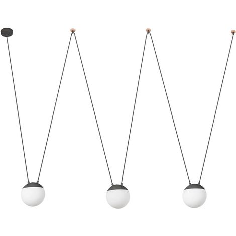 Faro Mine 28376-3L - Sospensione a soffitto a 3 luci in legno, grigio scuro, attacco E27 (1/6)