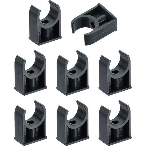 Set mit 8 U-förmigen PVC-Schlauchschellen für Wasserleitungen, Bewässerungsrohrhalterungen für Fernsehgeräte, Rohrhalterungen, Schlauchhalterungen, Rohrstützrohre, schwarz (1/5)