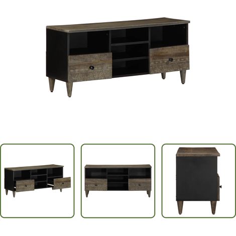 TV-Ständer Holz - TV-Schrank 100x33x46 cm Massivholz Mango (1/5)