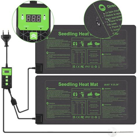 Randaco 2er Set Heizmatten für Pflanzen 55×27 cm, 55W mit Thermostat, 5–45 °C (1/5)