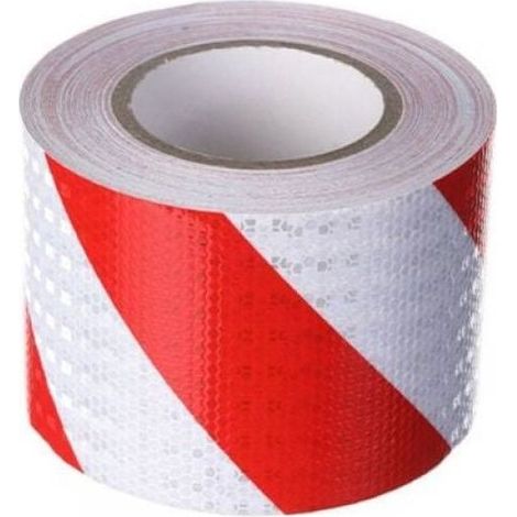 Bande réfléchissante autocollante 10cmx25m – Ruban adhésif rouge et blanc pour sécurité routière – Haute visibilité – Matériau PET imperméable (1/5)